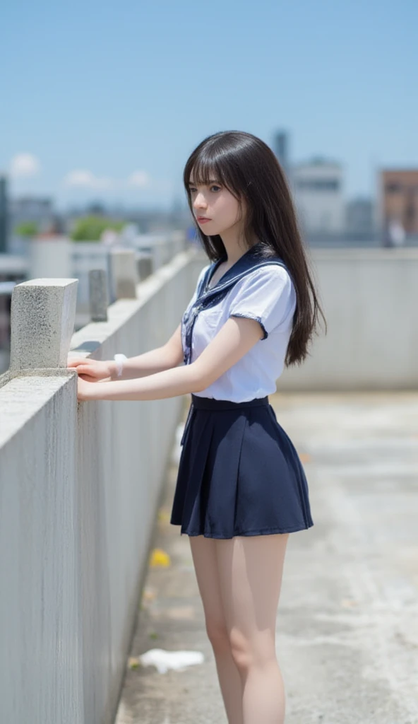 (8K, Highest quality, masterpiece:1.2), (Realistic, photo-Realistic:1.37), Ultra-detailed, 1 Girl, alone, (Her skirt flutters in the wind, exposing her panties),Beautifully detailed skies, (smile:1.2), (Grin), Beautiful and fine details, Floating hair,(seifuku:1), stockings, whole body,street,thin、A girl talking、looking at the camera、