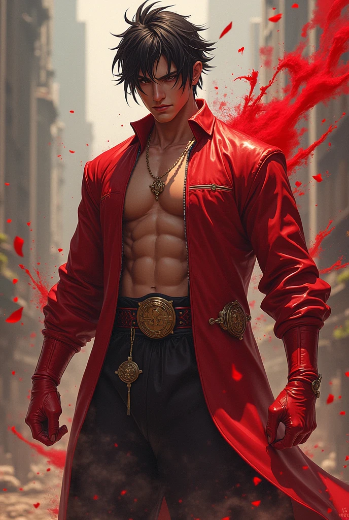 Kazama Jin, the skilled karateka, poses in a solo shot at his best - a true modern cowboy with his serious gi and fingerless gloves. With his mouth shut, he exudes confidence in his leather pants as he shows off his unparalleled skills. --auto --s2