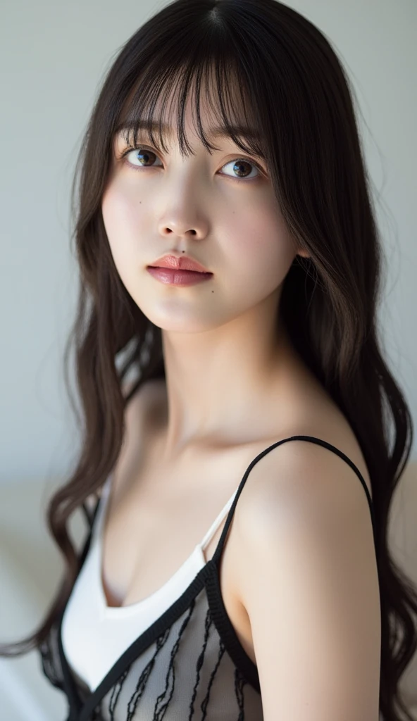 Beauty woman、18year old 、Half body shot、perspiring、80mm、Hotel、a shower