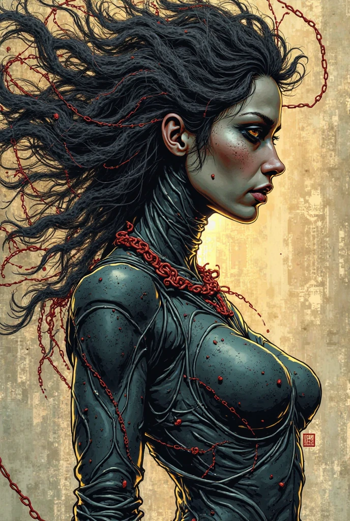 TheSpirit,black floating hair,white eyes, large hair, detached limbs, glass,flesh,
standing,angry,lips,
toned,underboob,
bandages,cleavage, navel,
underground,cabin,from below,
night,
(insanely detailed, beautiful detailed face, masterpiece, best quality),solo,<lora:TheSpiritDE:0.8>,