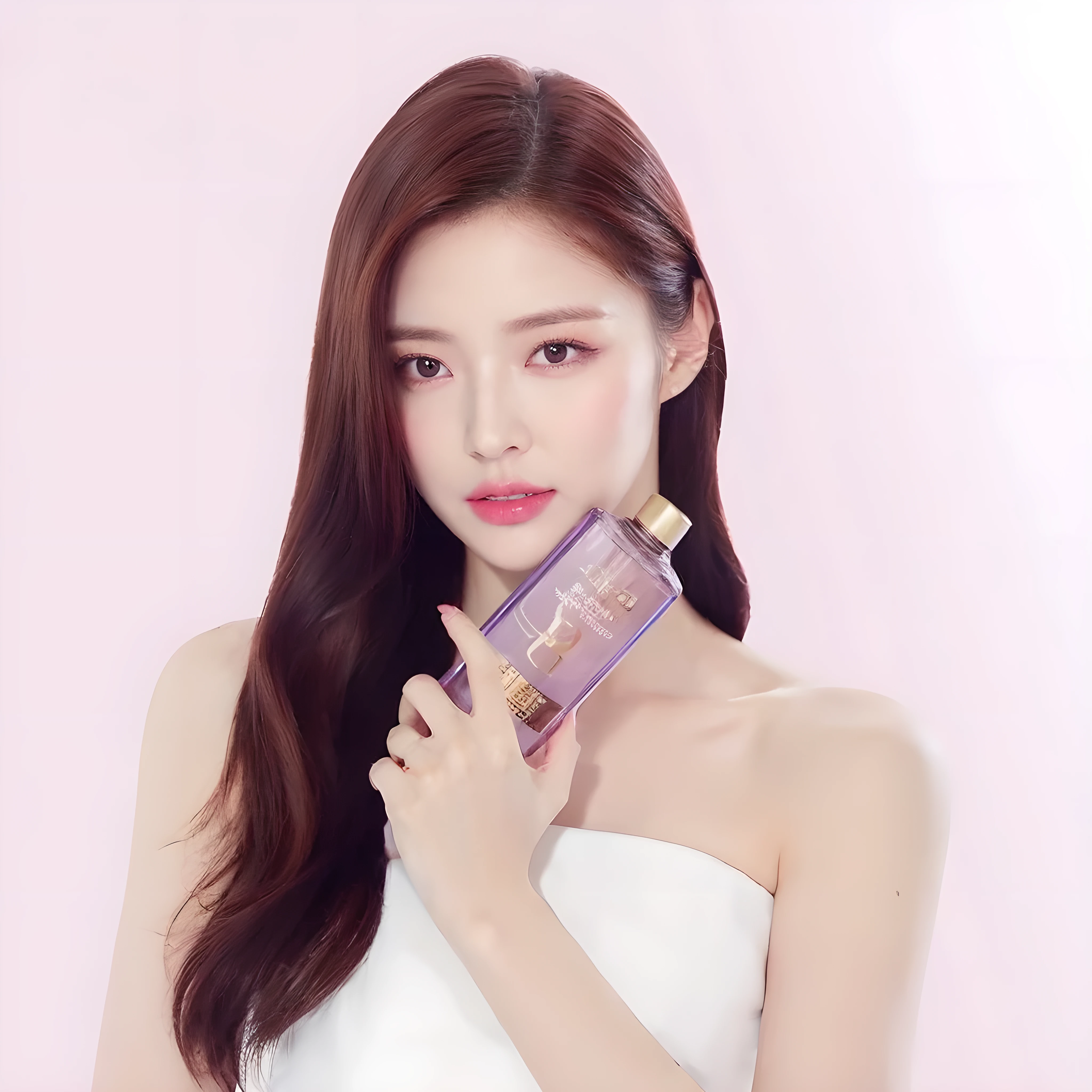 (((masterpiece))), (((best quality: 1.4))), ((super detailed: 1.4)),
An arafed woman in a white dress holding a bottle of perfume, carrying a bottle of perfume, sha xi, perfume, fan bingbing, dilraba dilmurat, beauty campaign, by Ni Tian, violet skin, jia, portrait jisoo blackpink, ji-min, milky white skin, bian lian, smooth in _ the background, yanjun chengt, popular korean makeup, popular south korean makeup, korean women's fashion model, ((Eyes looking towards the camera: 1.5)), (((カメラ目線))), 目じりに1つほくろ,