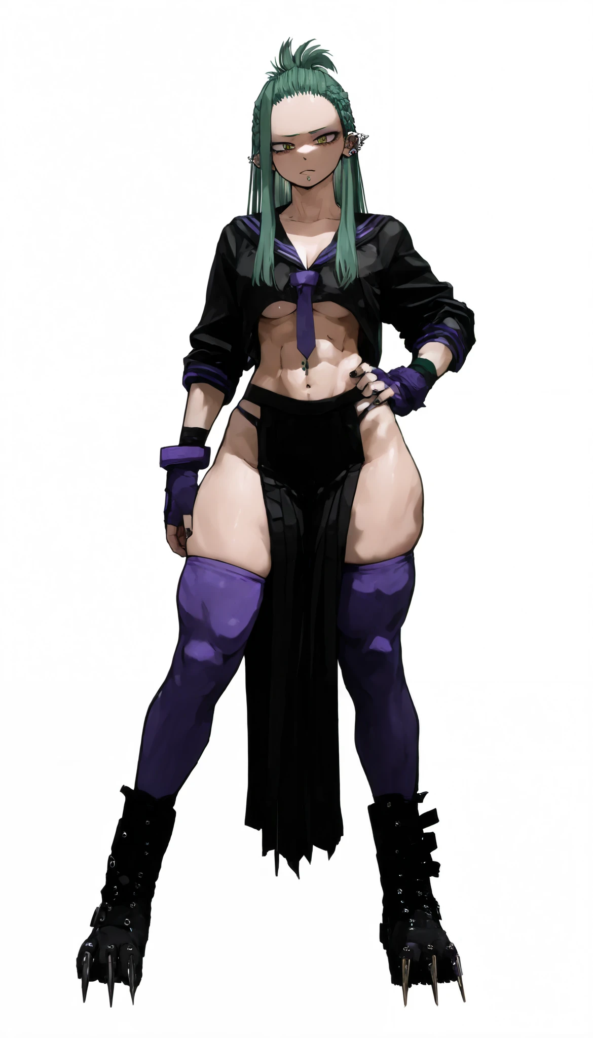 (full body), full body in image, full clothed, raven hoodie, raven costume, full raven from teen titans, raven clothes, fusion of raven from teen titans and raven of dc comics, full woman, full body, long hair, female body, curvy body, thicc body, big thighs, voluptuous body, full thick body, dinamic pose, curve body. detalied pose, body, simple background, expressive face, focus on face, line art, sketch