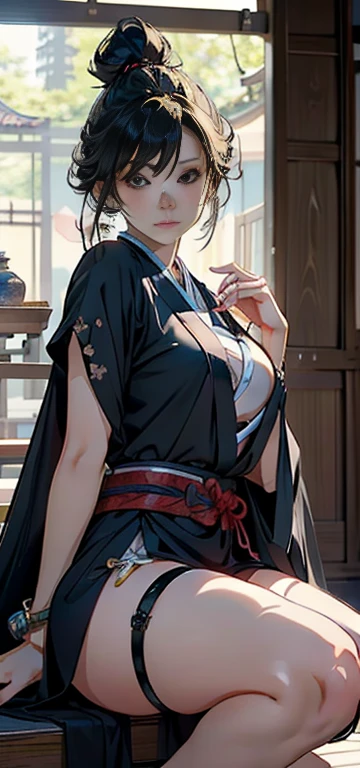 (a portrait in low light conditions), (drooping eyes, realistic skin, angle from below), ((a woman wearing panties and Japanese Haregi and Japanese Juban)), (((straddling to hit her panties against the edge of the stone bollard standing on the ground))), (((slut, masturbating))), open leg, many people pass, hair up,