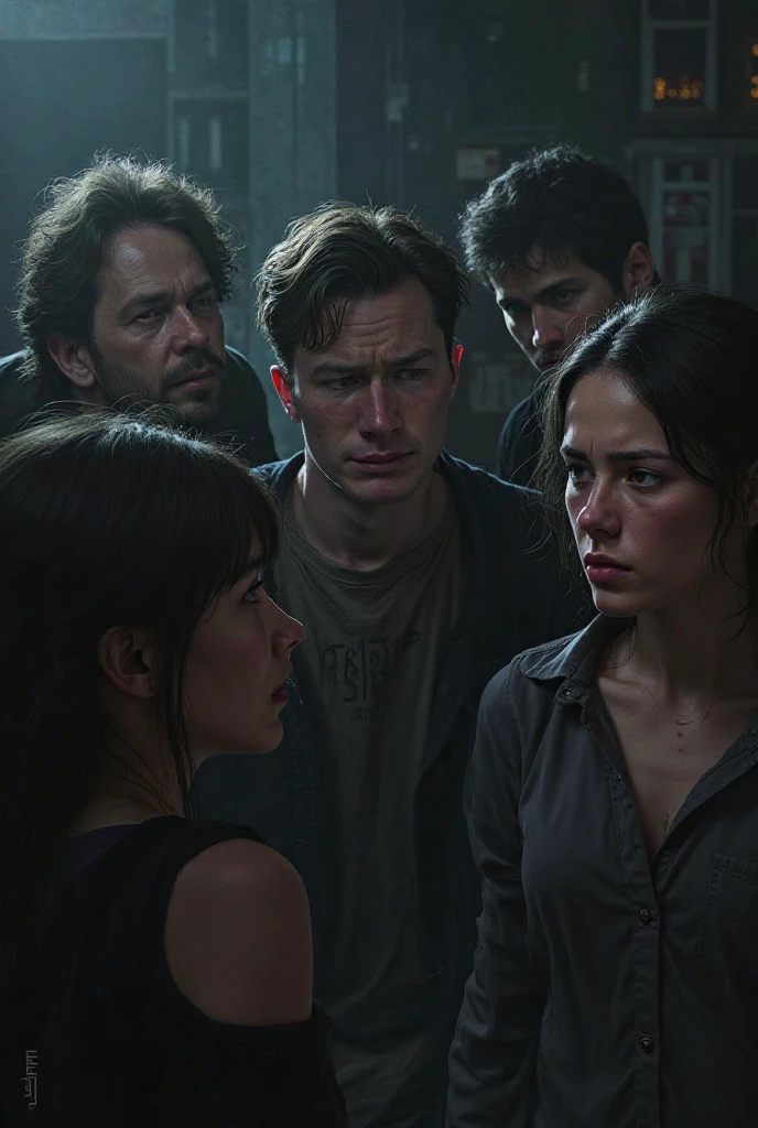 three scared people