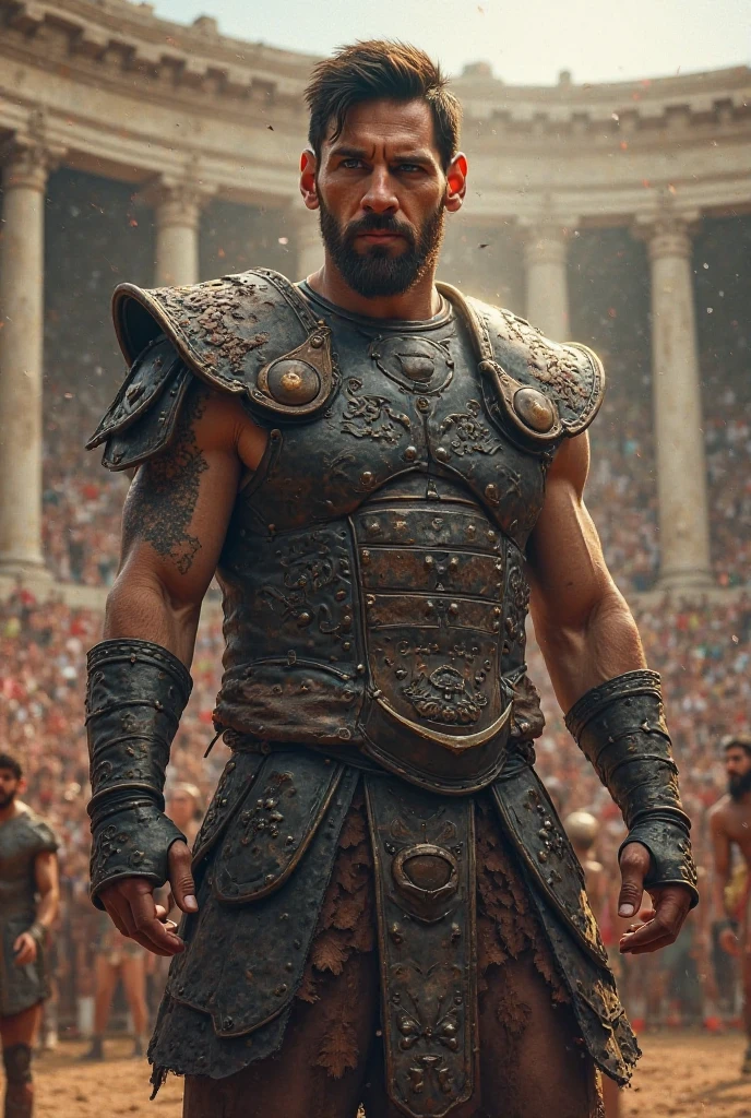 Generate a man who last standing the fight