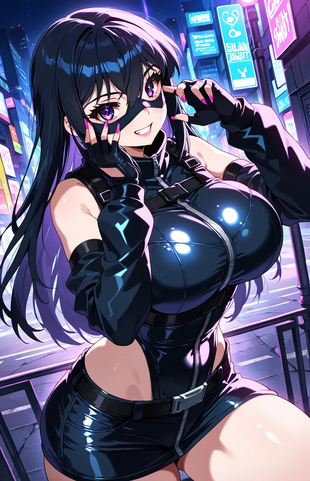 kusanagi motoko, Purple colored hair, red eyes,Anime style woman wearing black leggings， anime《Fantasma na Concha》Curly, kusanagi, Misato Katsuragi, Inspired by Morikage Hisumi, anime, Fantasma na Concha, Ghost in the Shell style,seductive anime girls, Anime cute art style, smooth anime cg art, thicc, Anime girl wearing black dress, photorealistic anime girl rendering, ECCHI anime style, realistic anime 3D style, attractive anime girls, noire moody scene, [ 4K digital art ]!!