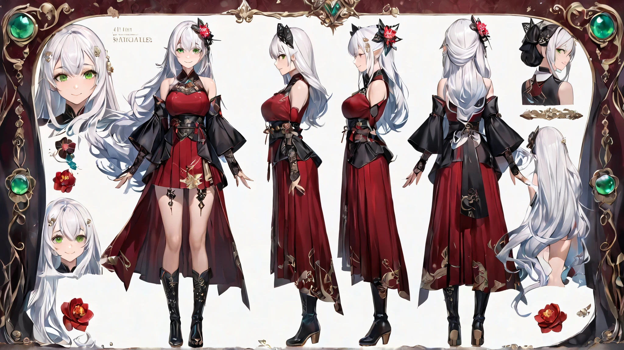 (((8K,top-quality)))1 young girl, character sheets, concept-art, full body Esbian, (​masterpiece:1.2), (Top image quality:1.3), 1girl in, is standing, length hair,Adulterous demons,Beige hair,green eyes arrive,obscene stamp