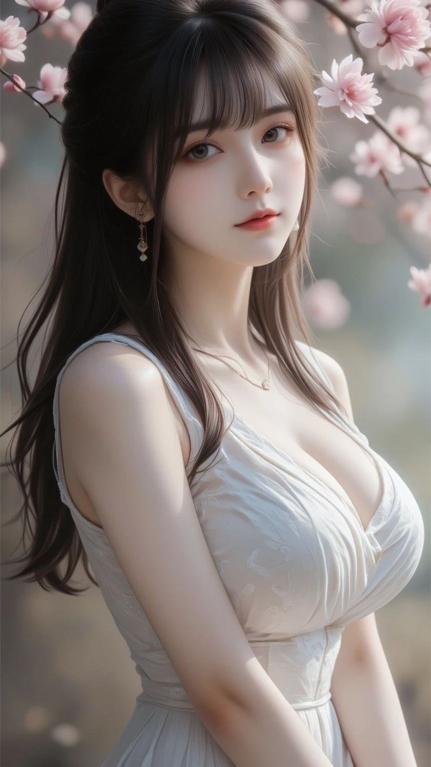 highest quality, masterpiece, ultra high resolution, (realistic:1.5), RAW photo, 1 girl, off shoulder, huge and sagging breasts, in the dark, deep shadow, discreet key, cold light, sexy look, Black shorthair、shadow、sexy body
