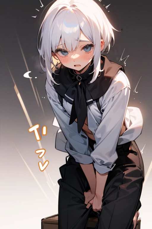 Anime nsfw , Silver Hair, Large Breasts,(child)(High quality eyes)
((ass pov))+, squat, Looking at me Indoors, solo,
(((school uniform))) (Black Uniform)((Wearing a skirt))
Embarrassed, Charming smile blush,
(From below)+, ((Yellow smoke rising)) (Stand in front of the screen),(Her ass is facing the screen)) (((A girl farts)))