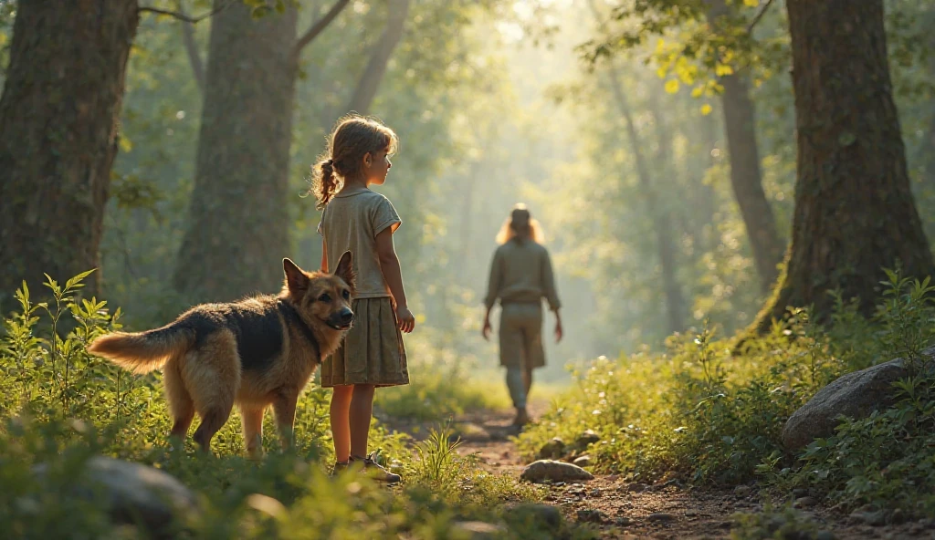 photo, photorealistic One-year-old child in the Lord of the Rings setting with a dog on a leash --auto --s2