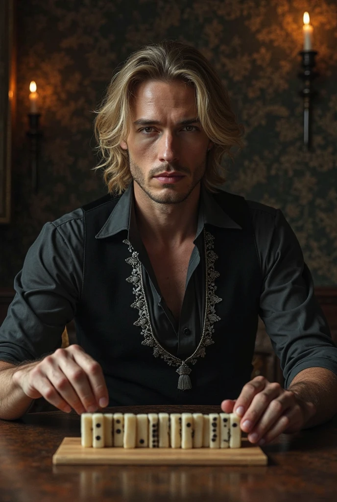 solo, guy, handsome, (realistic body), (cheap beggar wizard costume), (card suit tattoos), (high detail), (natural lighting), (masterpiece:1), fantasy, medieval, (magic cards)