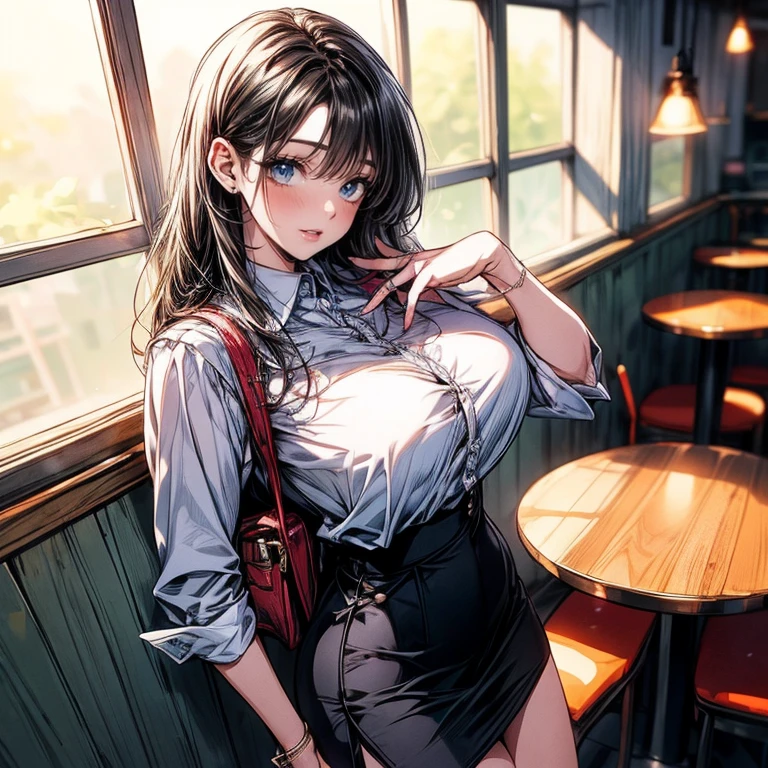 1girl,(Masterpiece: 1.3), (Maximum resolution: 1.2), (Ultra HDTV: 1.2), Cinema light, Ultra HDTV, (Detailed eyes and skin), (Detailed facial features), HDR, 8k resolution, Sharp Focus: 1.2, Perfect style, beautiful face, accurate, anatomically correct, highly detailed beauty face and skin texture, detailed eyes, brown eyes, double eyelids, thin eyebrows, glitter eyeliner: 1.2, natural cheeks, glossy skin, fair skin: 1.2, shiny little necklace and earrings, (glossy lips: 1.4), natural lighting, masterpiece, highly detailed, illustration, game CG, absurdres, high quality, medium breasts, redhead, lightly curled hair, freckles, glossy lips, looking at viewer, lips parted, classroom, white blouse, cleavage, short black pleated miniskirt, school uniform, sitting, (legs crossing:1.5)