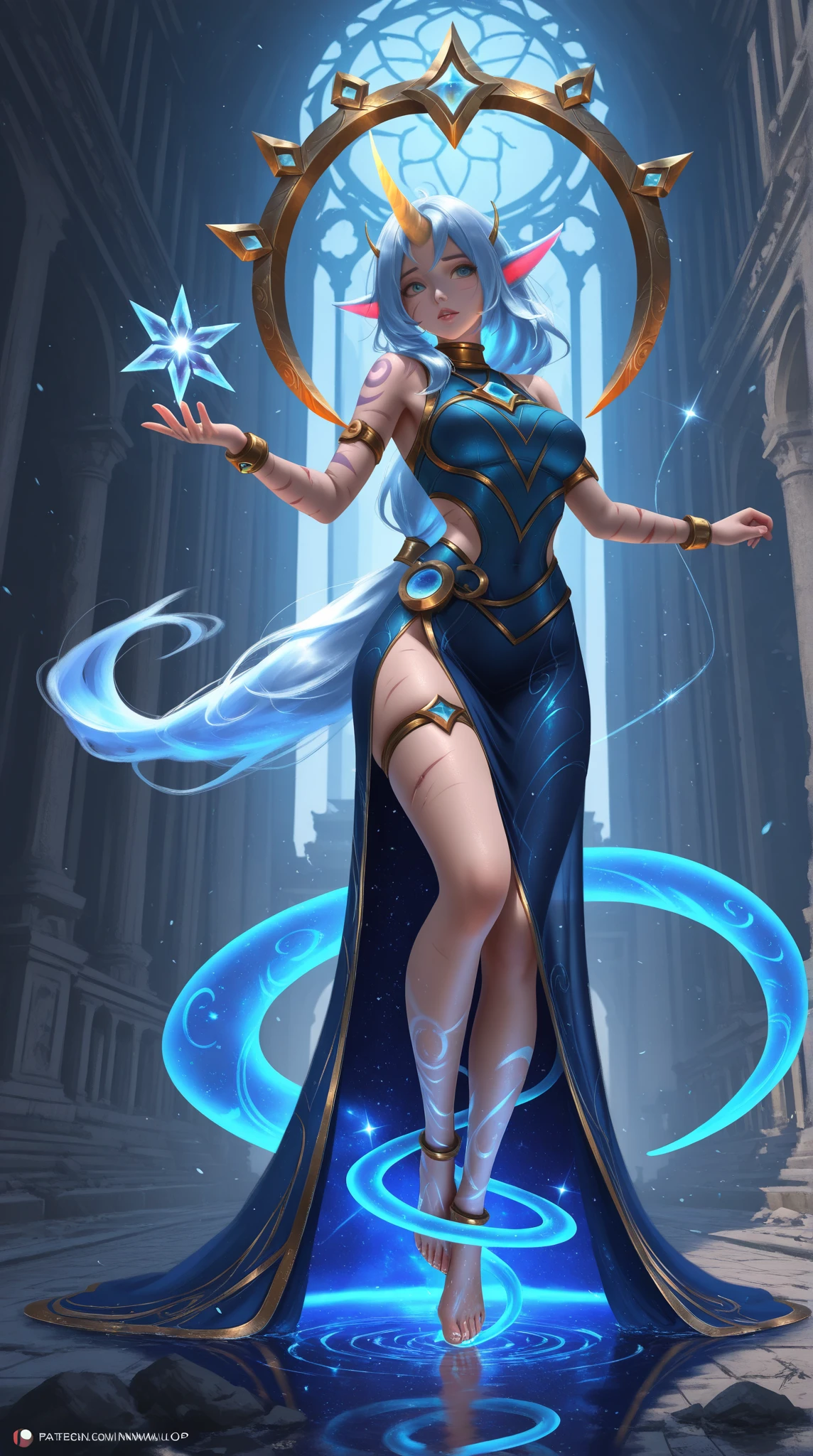 csmicvoid,epic,empress of the forgotten empire,sexy,Balancing in a dancer's pose,seductive,attractive,nsfw,cosmic glowing effects,realistic,ultra detailed,ray tracing,octane render,intricate,cinematic,glowing body features,masterpiece,fractal,perfection,hyper realistic reflections,50nm dof,bokeh,realistic,sharp focus,ultra detailed,8k,uhd,surging power,high resolution,trending on artstation and deviantart,(style of Fernand Khnopff:1.15),new weird fantasy and wlop and sandra chevrier and frank frazetta,<lora:bloodmoonXL-000004:0.55>,Timberwolf Gray theme