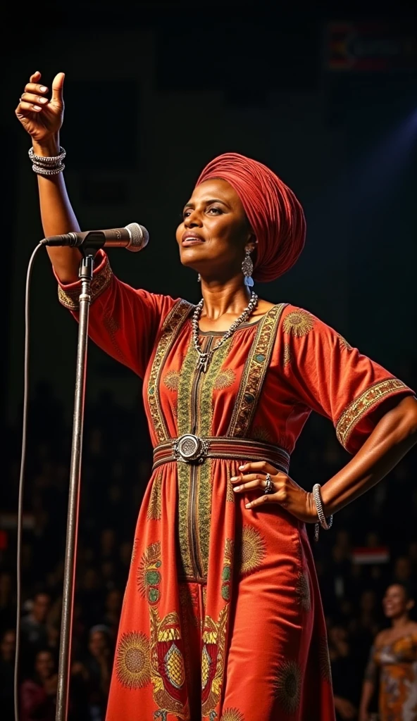 fotografia de uma mulher com mais de 50 anos, (calm facial expression), Pele texturizada, cabelos afro negros, vestido de seda vermelho, sentada em uma mesa de tarot, (luz de velas,claro-escuro), Porta 160 cor, Tiro em ARRI Alexa 65, Bokeh, sharp focus on subject, filmado por Don McCullin