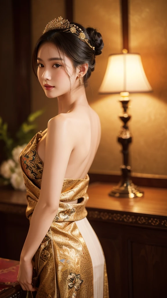 Hyper realistic super detailed sexy woman, expressions faciales sexy, seductive facial expressions, [:(Face detail: 1.4): 0.4], 16K resolution, 4k resolution, (Ventre plat parfait), (image couleur), big round ass, bubble ass, from behind, BREAK I. Outfit: Exquisite and alluring, a sleek kimono-inspired dress with a daring thigh-high slit, intricate floral embroidery, and a plunging neckline. Elaborate obi belt adorned with traditional Japanese symbols. Strappy high-heeled sandals with hints of silver and gold. Delicate silver jewelry with samurai motifs. Bottomless, anus, show her naked ass

II. Venue: Serene garden with cherry blossoms, a tranquil koi pond, and a pagoda. Soft lanterns casting a warm glow. Bamboo archways covered in silk drapes. Incense burning, filling the air with a subtle fragrance. Mystical mist wafting around, creating an ethereal ambiance.

III. Decoration: Subdued lighting in shades of red and gold. Minimalist yet elegant furniture with a touch of traditional Japanese design. Silk curtains with intricate patterns of dragons and sakura flowers. Mirrors embellished with samurai motifs. Fragrant candles scented with sandalwood and jasmine. BREAK, looking at viewer, masterpiece, best quality, highly detailed, desire, blush, (Beautiful and detailed eyes description), (beautiful and detailed face), Perfect female body, (Best Quality), (ultra-detailliert), (masuter piece), (hight resolution), (Original), (the Extremely Detailed CG Unity 8K Wallpapers)
