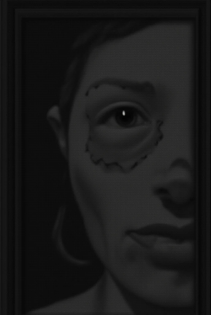 female face, green eyes, red lips, black background --auto --s2