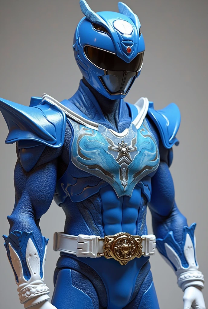 Full body photorealistic handsome hunky masculine cyan Power Ranger,,unreal engine, extremely attractive male wearing cyan and silver scales transparent mesh bodysuit, with embosed " star " on the chest, with belt and gloves and helmet,,,extremely masculine physique, intricately detailed metal body armour, super bulge, realistic skin, in action, fantasy background