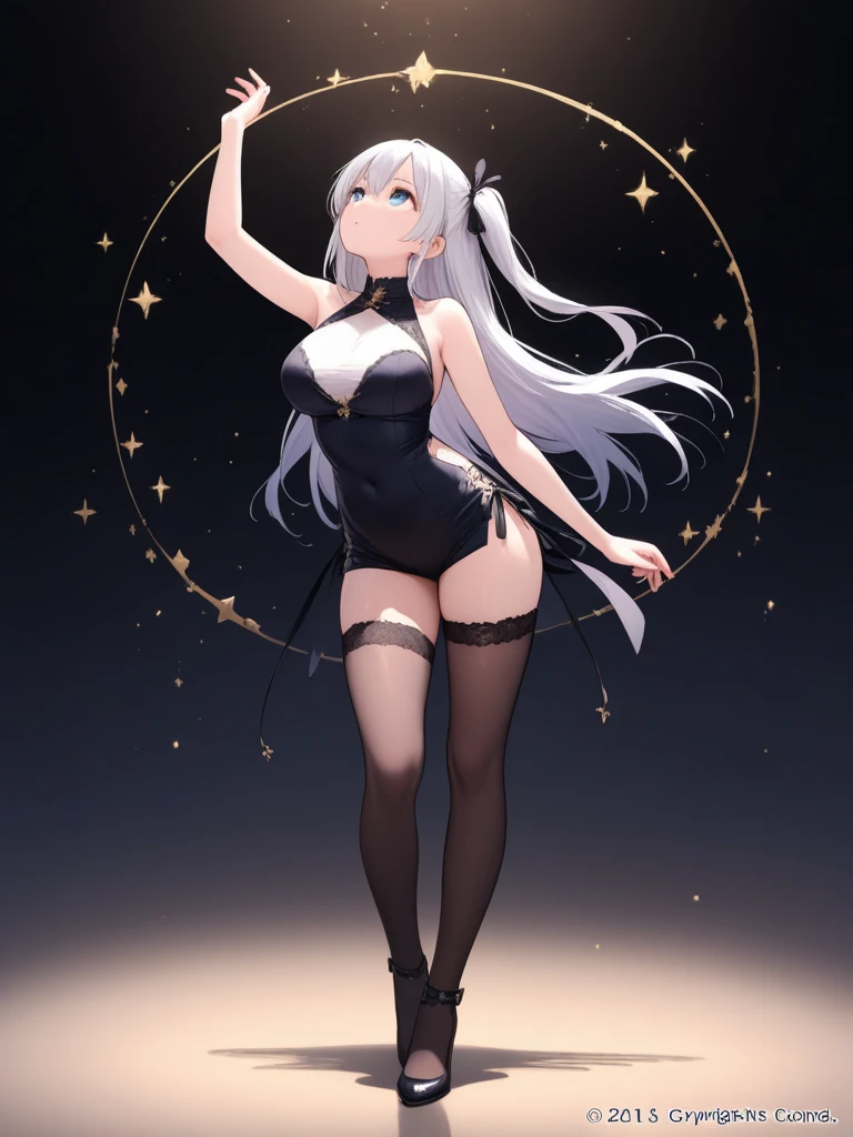 ((2D beautiful girl、top-quality:1.3、Perfect fingers:1.1、perfect anatomia:1.1、Dress perfectly、face perfect:1.1、Beautiful illustration))、(transform sequence)、((cute decorative headbands、Rhythmic gymnastics leotards)、14years、Solio、hime、Fractal Art、baby-face、((stright long hair))、(Slender and beautiful legs)、big drooping eyes、(full body photographed:1.1、Long Shot Photography)、((1 persons))、rhythmic gymnastics、The background is an indoor stadium、Happy smiling face、