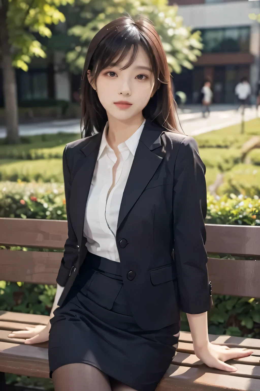 (((masterpiece))), (((Highest quality: 1.4))), ((Very detailed: 1.4)) , ulzzang-6500-v1.1, (RAW Photos:1.2), (Photorealistic), (Genuine:1.4), High resolution,business suitを着た上品な上流階級のエリート女性, 厳格なbusiness suitを着ている, Wearing ultra-realistic pantyhose、Wear high-quality high heels、 Girl in suit, business suitを着ている, business suitを着ている, business suitを着て, Businesswoman, Business Attire, 黒のbusiness suitを着ている, Wearing a jacket and skirt, business suitを着た女性, business suit, business attire, Luxury Suits、Makeup, (Detailed Background:1.2), Exposed thighs!!!,