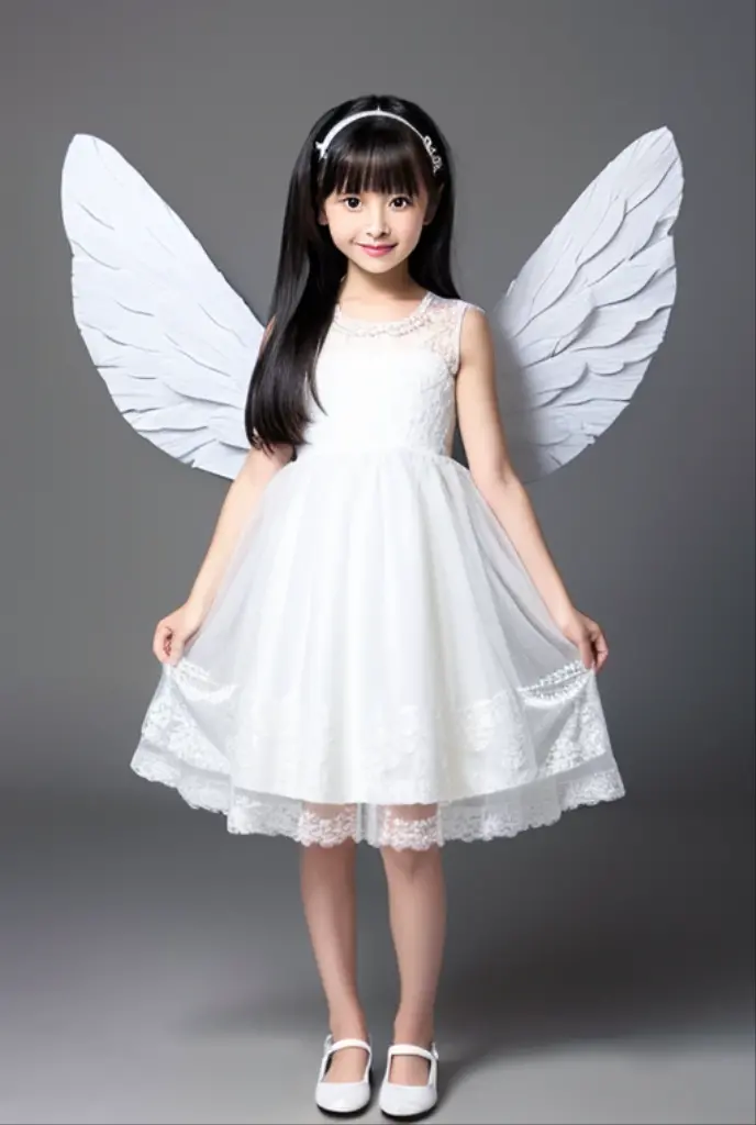 Angel　girl　Long Hair　White Dress