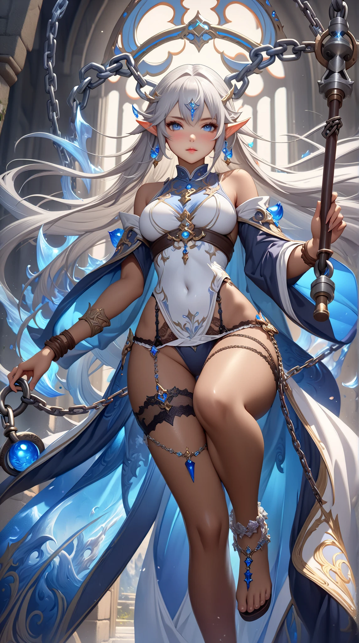 ((masterpiece)), (((best quality))), ((ultra detail)), ((illustration)), ((semi-realistic)), (reflections), sharp focus, front lighting, intense shadows, (beautiful detailed eyes), eyelashes, (extremely delicate and beautiful girl), ((red eye)), silver hair, (jacket), (trousers), long hair, (wielding a katana), ((detailed eyes)), ( cold-blooded), medium chest, shiny skin, cinematic lighting mask, ray tracing, depth of field, dynamic angle, looking at the viewer, ((epic background)), (blood on the face 1.2), (difficulty 1.4), highly detailed fingers, highly detailed hand, highly detailed full body, highly detailed face and eyes, fully body views, standing, high detail legs, solo girl, in skin-tight dressed, details, ((chest open)), ((highly details legs)), ((highly detailed thigh)), detail cleavages, Breast shows, detail navil, highly detailed hand, highly details separate legs, masterpiece, great lighting, (open up lags), beautiful body girl, wet hair, details long hair, white skin, Head to legs show