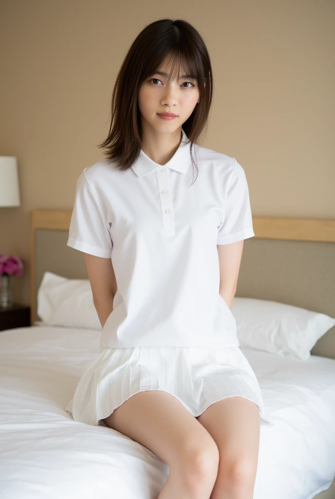 Highly detailed CG Unity 8k wallpaper, highest quality, Super detailed, masterpiece, realistic, photo realistic, Highly detailed cute boy, 20-year-old, boy's chest, boy like girl, beautiful face like a woman, (Big swollen crotch:1.9), body without breasts, body without muscles, very flat, (とてもflat chest:1.8), very thin chest, very flat and thin chest,, (skirt lift), ((skirt lift by myself)), (white panties:1.5) , panties focus, blush, parted lips, looking at the viewer , half body shot , (white blouse:1.6), She is wearing a red checked pleated skirt. , (mini skirt:1.5), (crowd), (crowded park) , short hair, flat chest, bulging panties, (erection in pants:1.5), barefoot, (The shirt shows through and the bra is visible:1.9), uniform, summer clothes