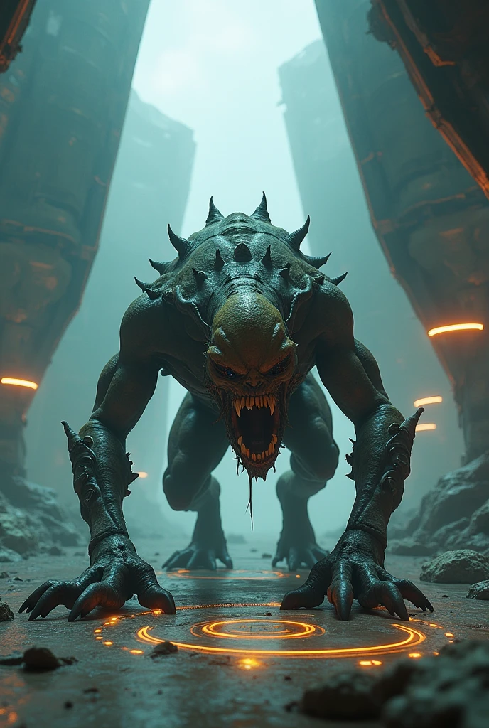 Create a hybrid of a xenomorph with a rhinoceros where the details of the xenomorph and the fusion are noticeable.
