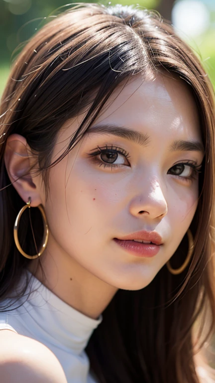 Height: 170cm:1.5, 30 years old、Fit from head to toe in the frame、whole body、(Double big eyeaintain this face and pose image:1.5、Pale face and blowm eyes:1.3、Ultra-thin pale face and eyes:1.3, blown eyes:1.3、{RAW shooting、, highest quality}, {{Masterpiece}}, {Very delicate and beautiful}, Outstanding light and shadow, Highly detailed wallpaper, Sunny and bright sunlight, whole body, whole body、 girl, , blush:1.2、Shaggy light brown long hair:1.5, Strong sunlight,  Delicate Hair,Realistic skin texture, B cup breasts、valley, Fresh, Young Skin, Visible wrinkles on the skin., Broad shoulders:1.4, ((A strong light shines on your face:1.5)), necklace、ring、Earrings、Toothy smile:1,5、smile:1.5, Ray Tracing, BREAK Lavender silk wrap dress, beige suede ankle strap sandals, gold hoop earrings, beige leather drawstring bag (Sheath Line、Maxi sundress)、 (Lupine flower pattern)、 (紫のLupine flower patternがプリントされたノースリーブのマキシ丈の白いサンドレス)、 (Planked collarbone neckline)、 (紫のLupine flower patternがプリントされたマキシ丈ドレス)、 (Sandals with heels)、(Toothless smile:1,5), ssibuyano