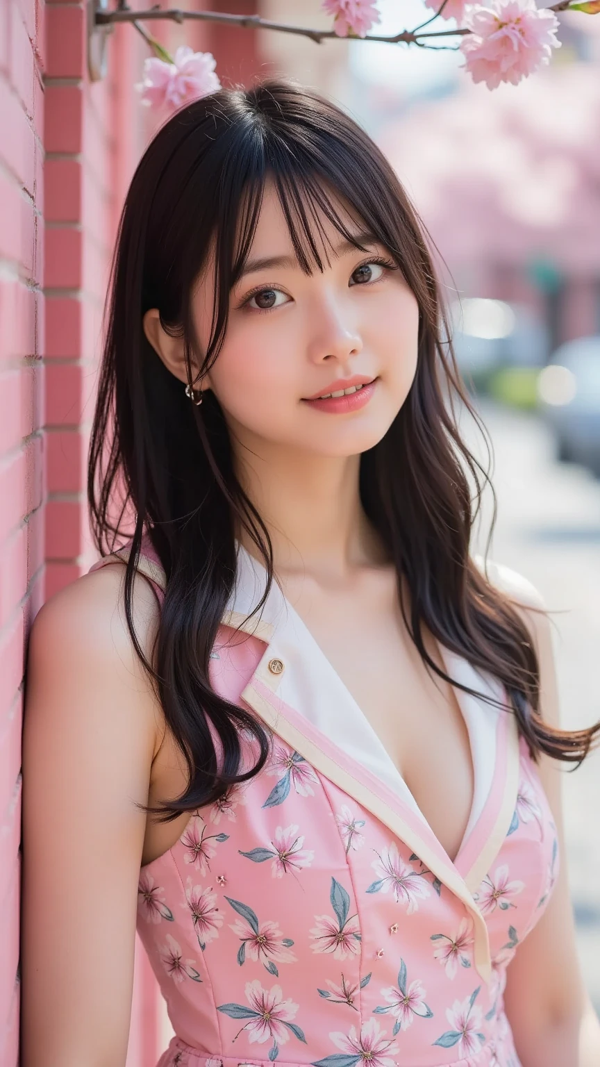 1人の女性、portrait shooting、20yr old、Beautie、masterpiece、top-quality、ultra-detailliert、raw、japanes、Like Korean idols、Blonde hair、(a small face:1.4)、(eye liner:1)、(eyeshadows:1)、(makeup:1)、(Curvaceous:1. 4)、(Colossal tits:1.4)、(cleavage of the breast:1.4)、Dancers、Kimono、off shoulders、Kanzashi、Dynamic Pose、Fierce dance、Blur the background、(slow motion:1)、(breast closeup:1)、Cute smile