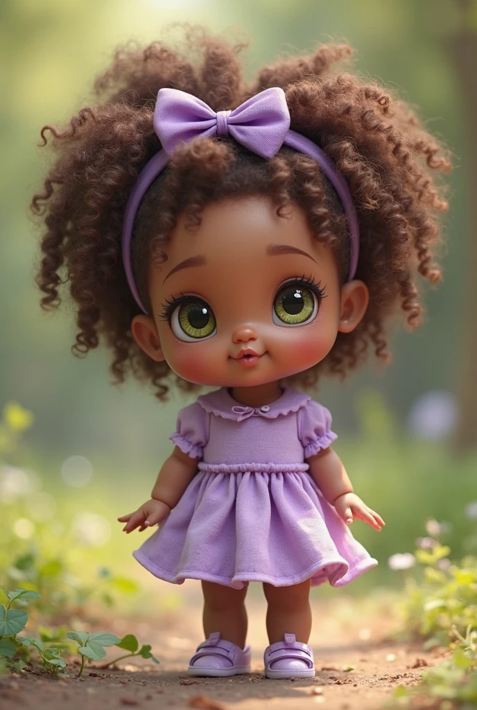 One-year-old black baby sitting in purple dress drawing