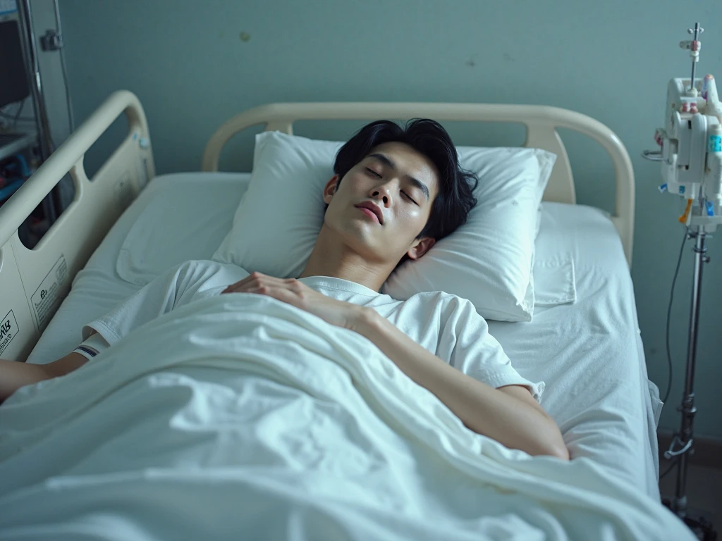 1boy、Handsome Men、Japanese male, 、handsome man、Mash Hair、Completely naked、Full nudity、erection、Huge penis、Highest quality、Realistic、beautiful、Sad look、CT scan at the hospital、Arms above head、A nurse in a white coat next to me