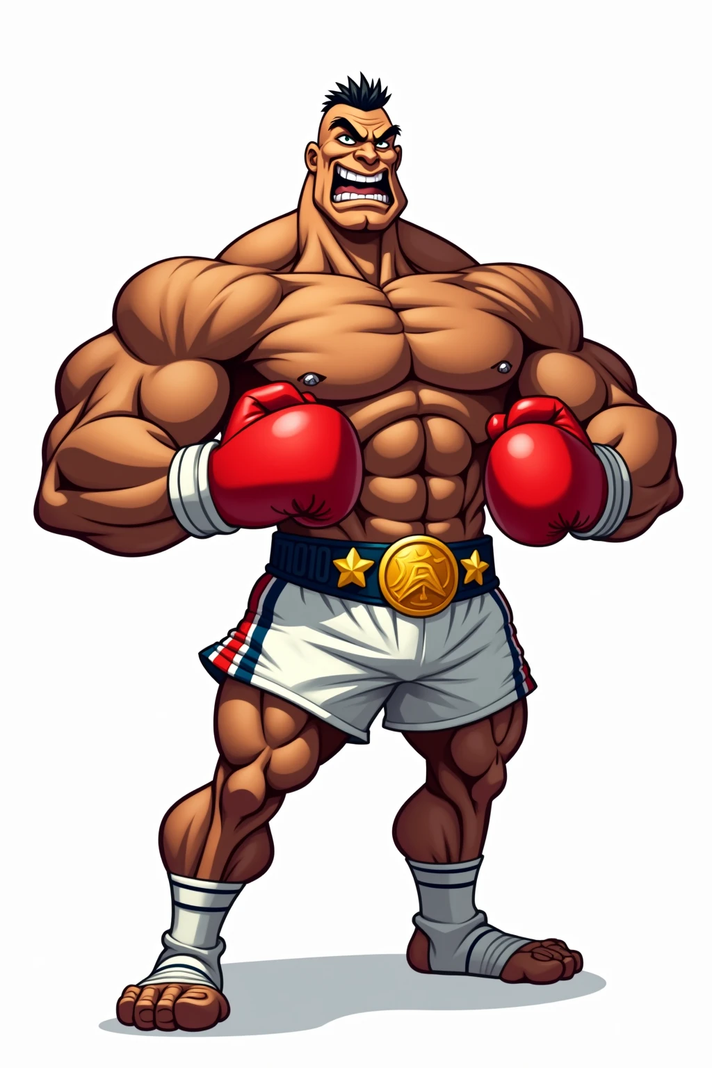 Grizzly bear. 4k, high resolution, best quality, posted on e621, solo, anthro body, older male, masculine:1, ursine:2, male, very masculine:1, buff (tough build):1.5, dense muscles, (correct anatomy):1, huge brown fir:2.1, (white background, no background:1.2), (bare torso:1.1), scales, (wearing boxers, genital_outline), (black boxing gloves, correct anatomy, boxing shoes, (detailed eyes:1.2), sexy, (cel shaded:1.2), (sweat:1.5), visible breath, shiny muscles, sweat:1, shading, (watercolors:1.2), strong shadows, confident, (vascular, veins:1.1), (full body):1, (by takemoto arashi, by meesh, by Taran Fiddler)