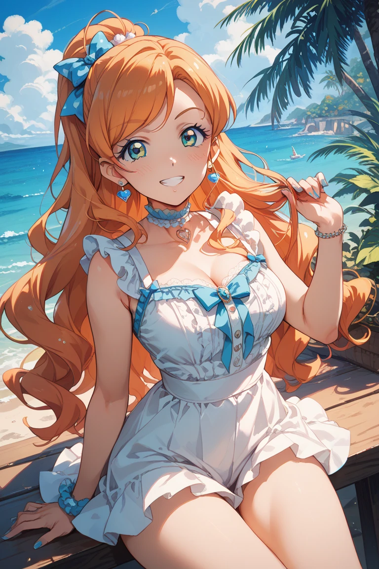Nami big boobs and booty one piece art style side boob view zou ark purple dress one piece slim waist