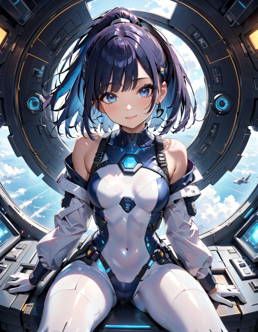 1 girl, in space, visible breasts suit, perfect body, medium breasts, beautiful face, beautiful eyes, floating, masterpiece, high quality,