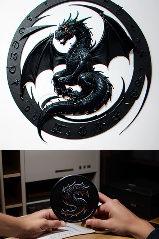 Create a minimalist logo with the shape of a dragon and black and gray colors