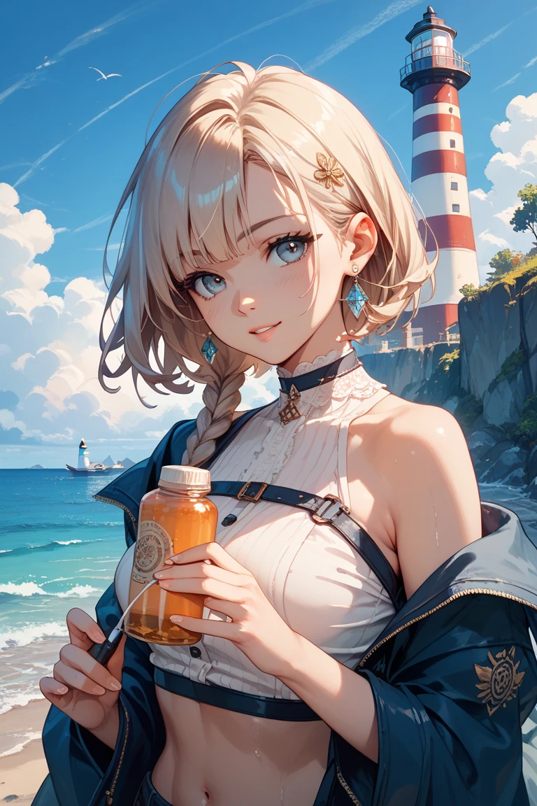 Sven Nordqvist, Eva Lindström, Arthur Rackham,Lasse Sandberg,  Surreal, mysterious, strange, fantastical, fantasy, Sci-fi, Japanese anime, star-journey beautiful girl in miniskirt, perfect voluminous body, small sun in a glass bottle, long-distance space bus, detailed masterpiece wide high angles perspectives Hyper realistic zoom in sharp focus blushing embarrassed shy cinematic lighting depth of field real 