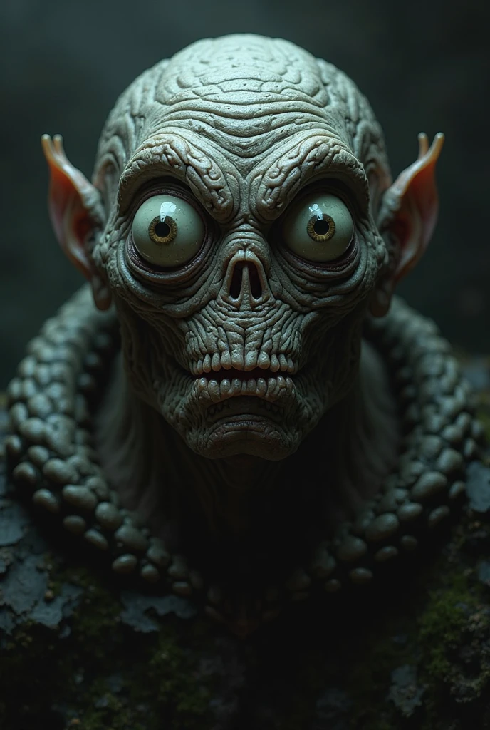 full body length shot,nerd graphite Alien Entity,native africa slave ,nowadays azctec central city,Cinematic,soft colors, Technicolor,natural skin textures, hyper realism, hyper detailed,Extremely detailed,High contrast,Masterpiece,Realistic,Ultra Detailed, intricate details,realistic humid leather,extremely intricate details,Epic Realistic, cinematic style, irina yermolova,high contrast,hdr,extremely detailed, [deep night landscape],masterpiece, intricate details, eyes extremely detailed, high detailed eyes,8k resolution,retina, Nikon Z9,Korea,orc,Egypt, Pisces, transition between two art styles,full body length, Double contact, X-ray, Creative, vivid light, fantasy, Abstract, Surrealism, super detailed, high resolution,insanity national folk wear,skin almost translucent,Mestichino,Light particles,chaos,starfish's leather,Angkor Wat of Cambodia,"(The best lighting, dramatic),(alien troll half-skull fetus, Hellraiser, Scars, , without brain, , dog inside the head, terror.),(fish eyes, calaveras). studio light,Luis Duarte Art, Crimson Sci - Fi Mystique style, by Luis Duarte, Luis Duarte style, Space Art, Sci-Fic Art, Datanoshing, Oilpainting, Ink v3, Splash style, Abstract Art, Abstract Tech, Cyber Tech Elements, Metallic Effect