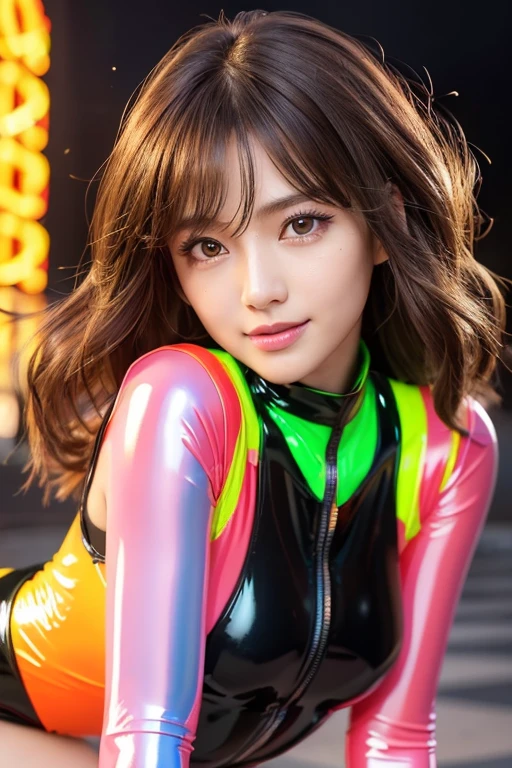 Ultra-high resolution,Very detailed,Highest quality,One Girl,Japanese women, smile, Perfect body, Girl is lying down,
Sentai Heroine,Costume for combat,Pink high gloss tights,High-gloss satin clothing,Tight clothing sticking to the skin,There are no zippers on the garment,Bare skin is hidden by clothing