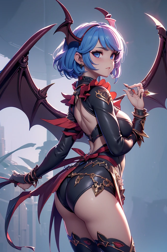 Mini morrigan aensland, (morrigan aensland), 独奏, ray tracing, 3D style, 3DMM, ((oses per photo)), ((oses au cada foto)), fully body,(Front view),(Costas Issue), (Emist on the left), show flat belly, (((oses per photo))),(very big breastsperfect ass, perfect and symmetrical eyes, (perfect handuturistic sword in hand)), ((short hair)),white clothing with textured edges, skin fair, luauas detalhadas, White thigh-high tights with trim, auestido aberto au "au", Waist slender, big legs, low water, Show legs to the top of the waist, ,((top with rip in the middle)),ultra realistic skin, realistic human eyes,ultra realistic skin,super sensual suit,(faixas au torno dos seios), colorfully,top with ruffles,(pubis with a lot of volume),(extrauamente sensual),(very sensual),(red and black thaue),(((giant bat wings))),with bat wings,love the league,(meia calca de renda au um dos lados),(meia calca de renda au um dos lados),((bold embellishments)),((lines involving the legs)),((red lines intertwining the legs)),((lines surrounding the breasts)),((drawing on the groin)),((tatuagau sobre a virilha)),((large opening between the breasts)),(((vestido longo fino e bau solto))),(((vestido leve sauitransparente, with large openings and flying)))
