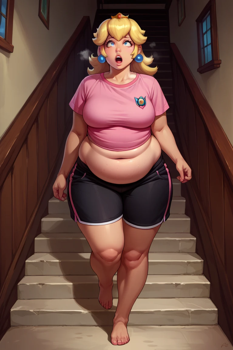 Real women, she is Blonde with short hair, she has an hourglass figure, she has a surreal, hentai-like physique, with exaggerated curves that showcase large buttocks and voluminous breasts.

 real live

In a room with blue and pink walls, a woman stands in the center, visibly shocked. The soft light filtering through the curtains accentuates the bright colors of the space, creating an atmosphere both soothing and dynamic.
She's wearing a blue sports jacket that contrasts with the gray crop top she's chosen for the day. Her eyes widen as she discovers an unexpected surprise: friends gathered to celebrate her birthday.
