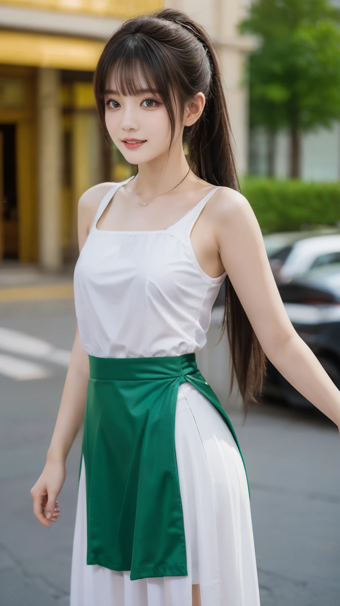 ((Windswept Hair and Skirt :1.3)), photorealistic:1.32、top quality、super high resolution、 Most Beautiful Japanese Girls Pictures、 CUTE AND BEAUTIFUL FACE DETAILS、Xiaoyan、(Purelos Face_v1:0.008)、美しいbungs、、Shine, fair, growing skin、((One person)), hair entangled in the face 、顔まで伸びるbungs、bungs、hair between eyes、Lower body in panties、 bright、(tight waist:1.2), 澄んだ瞳が魅力的にShine、dynamic pose、top quality、 disorganized 、((the cutest girl in the world))、Japanese、((long dress with bow:1.3))、(ponytail:1.3)、( ties with thin white ribbons )、cute and cute、 let me eat 、((Mischievous Smile))、Chest、(small breasts in Mbini:1.3、Beautiful sideboob:1.2)、(cute standing pose that is making Ku:1.3)、side tail、brown hair、constricted、beautiful eyes in every detail、Watch Viewers、upper body、face close-up、Front Map、(detailed hands:1.3、perfect right hand:1.2), (美しいXiaoyan, High nose, Beautifully shaped lips )