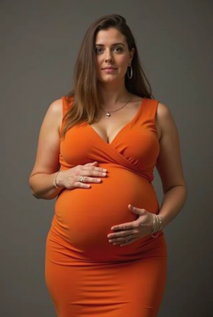 fine art portrait of a very pregnant 45yo European teacher, voluptuous, curvy hourglass figure, highest quality, sexy face high resolution, Eleonora Pavinat 45yo old, sexy knitted sweater, sexy skirt, very long leather skirt, high heels, woman with huge breasts:1.5, curvy hourglass figure, huge protruding pregnant belly, in the crowded classroom, extremely erotic lady