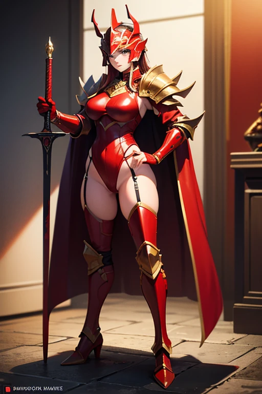 full body female (Warhammer Art Style, Adepta Sororitas, Battle Sister, White hair, bob haircut with bangs. 16k ultra hd, portrait), holding hands a bouquet (both hands) photorealistic, fullbody, bedroom background, royal bedroom, black gloves, black socks, tiara, white hair, laying down on bed, red cape, yellow bikini, high heels, raw photo, DSLR, 8k, 4k, UHD, DSLR, high quality, soft lighting, nikon, canon, hands on hips. red tattoo on belly
