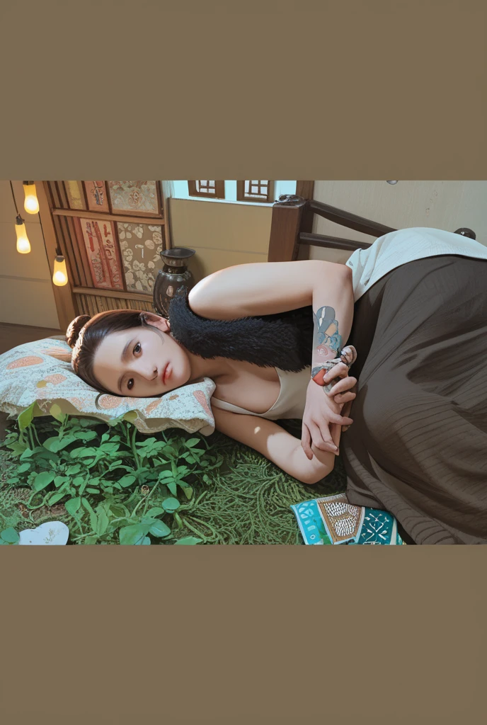 Best quality, masterpiece, ultra high res, (photorealistic:1.4), raw photo, 1girl, waist up, in coffeeshop, deep shadow, dark theme