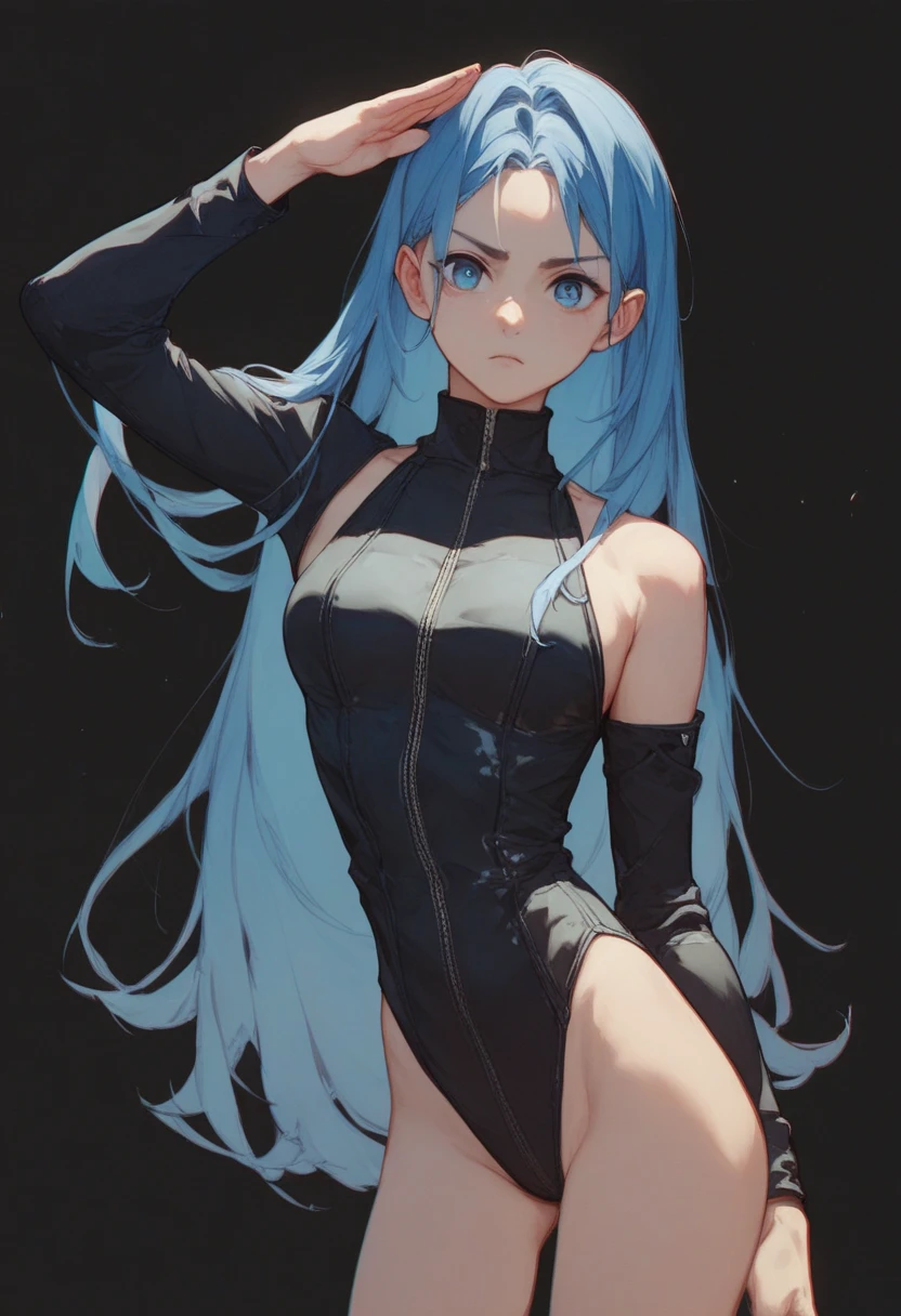 ((masterpiece、top-quality:1.5、a high chroma:1.5、ultra-detailliert、high-resolution illustrations:1.5、Ultra-high-definition CG、8k size wallpaper、offcial art))、,(cute face:1.5)、(grin:1.3),
((two-tone black and white、line drawing:1.5)),(two-tone black and white),(aqua eyes),(strapless leotard),(), ((medium breasts))、
,(),()、(cowboy shot)、,girl,