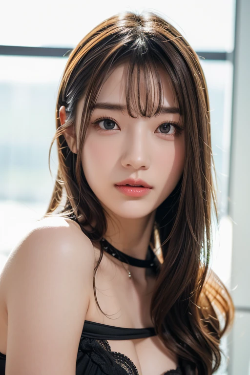 (Highest quality,masterpiece:1.3,Ultra-high resolution,)、(Realistic:1.4,RAW shooting)、Ultra-Realistic Capture、超cute顔、1 Girl、1Man behind、Japanese、18-year-old、cute、Huge breasts、Put your chest together、A pose that emphasizes the chest、Round neck sexy dress、smile、Turn your body forward、Looking into the camera、Cowboy Shot,