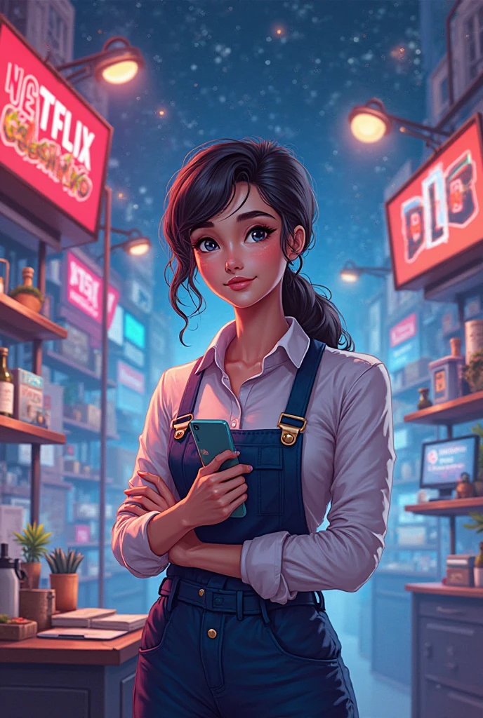 Girl with animated business booth 