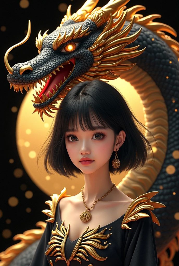 a close up of a woman in a dress with a dragon on her head, china silk 3d dragon, dragon girl, realistic anime 3 d style, the dragon girl portrait, anime girl cosplay, anime 3 d art, chinese fantasy, realistic cosplay, cyan chinese dragon fantasy, professional cosplay, fantasy art style, anime cosplay, anime styled 3d, chinese girl