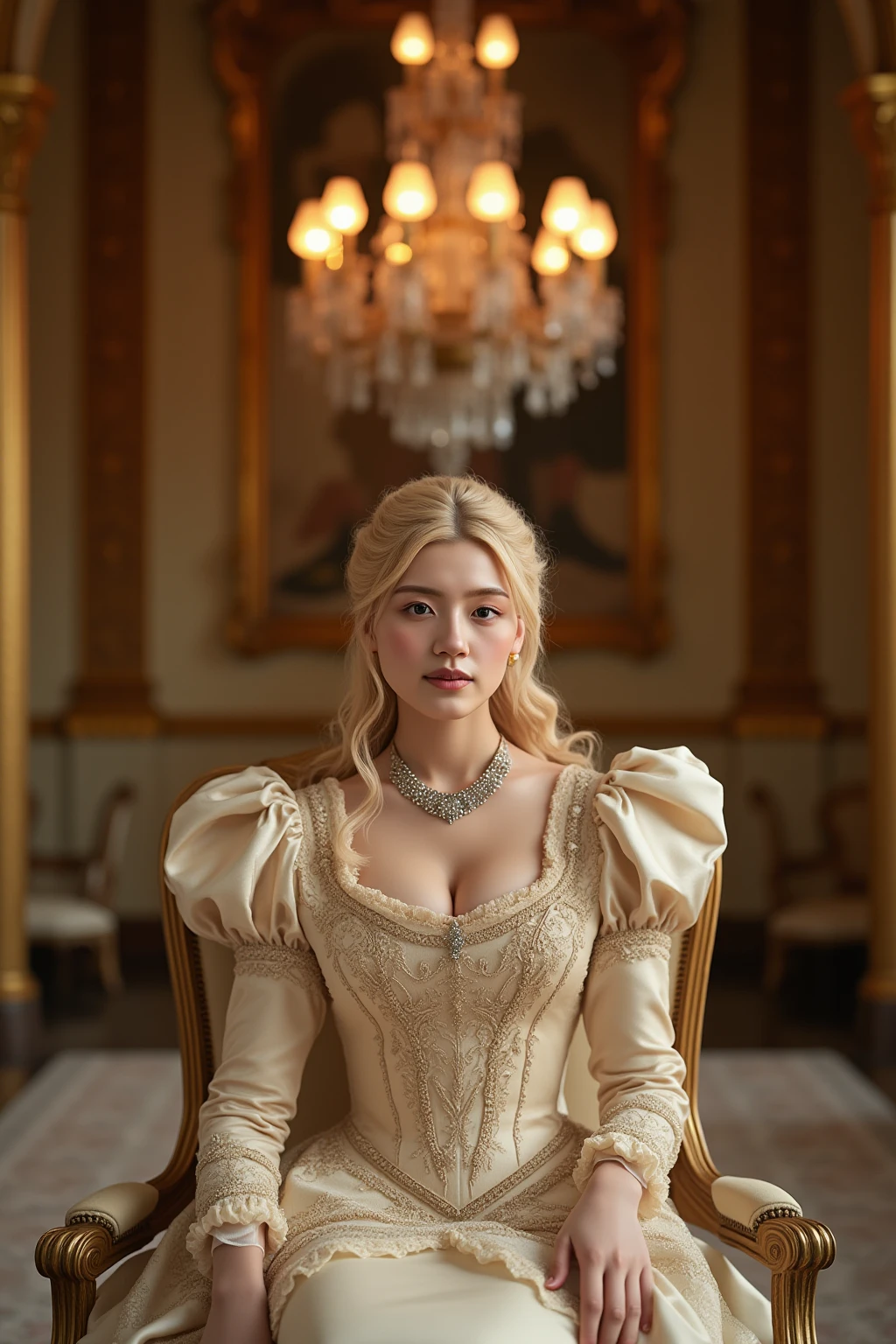 (((photorealistic:1.4))), ultra realistic, pores, (((masterpiece))),high quality, ultra details, realistic white skin beautiful face pretty korean idol girl showing very long sharp black shiny fingernails, model, very pretty, vein on hands, wearing sexy bloody outfit, ring on fingers, long yellow hair, long earrings, big necklace, sitting on chair, pretty long legs. ugly old man with throat slit on his knees on the floor, throat slashing, deep cuts and wound, blood eplatter everywhere, throne, luxury golden kingdom