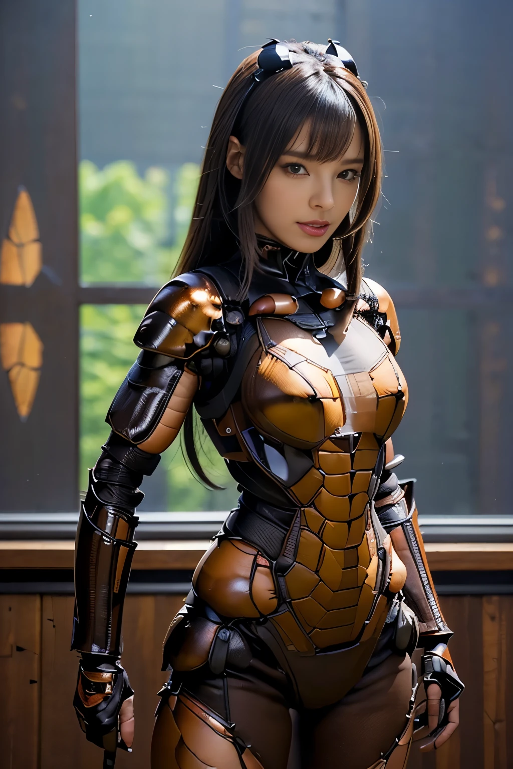(high resolution,masterpiece,best quality,extremely detailed CG, anime, official art:1.4), realistic, photo, amazing fine details, all intricate, gloss and shiny,awesome many layers, 8k wall paper, 3d, sketch, kawaii, illustration,( solo:1.4), perfect female proportion,villainess, (fusion of dark brown cockroach and lady:1.4), (brown cockroach form lady:1.2), (brown cockroach lady:1.2), (fusion:1.2), (solo:1.4), (evil smile:1.2), muscular, abs, (cockroach brown exoskeleton bio insect suit:1.4), (cockroach brown exoskeleton bio insect armor:1.2), (brown transparency cockroach wing:1.4), (brown cockroach antennae:1.3),